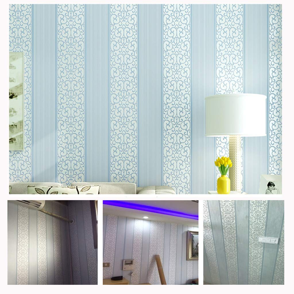 Carta da parati Carta Da Parati Autoadesiva Non Tessuta, Blu Verticale Modello 3D Camera Da Letto Sfondo TV Sfondo Wall Sticker, Fai Da Te Wallpaper Con Linee Di Taglio, 0,53x9m / 20.86x354.33"