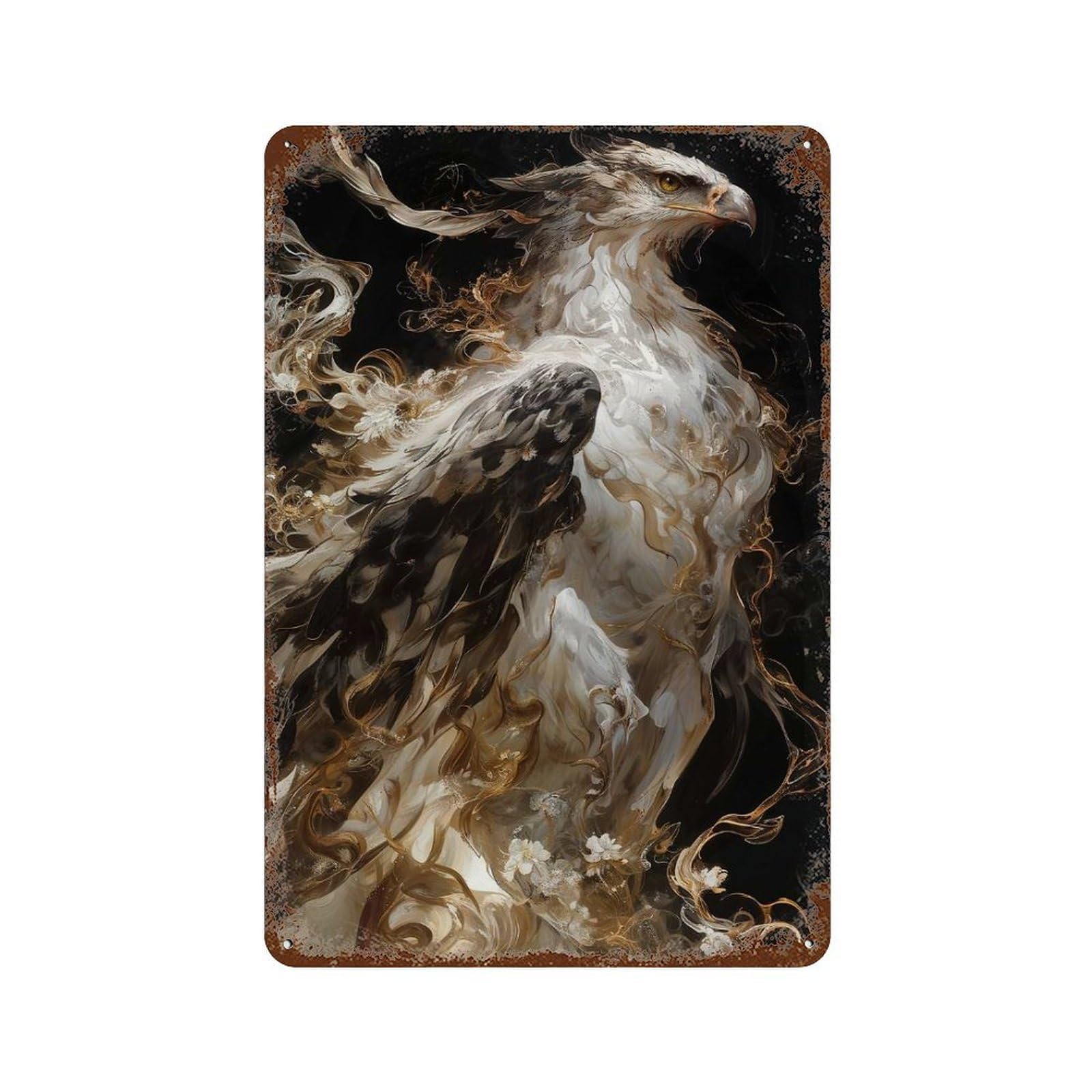 Vintage Rust Metal Sign Ethereal Eagle 11.8"x7.9", Old School Wall Decor for Garage, Bar And Workshop Decor