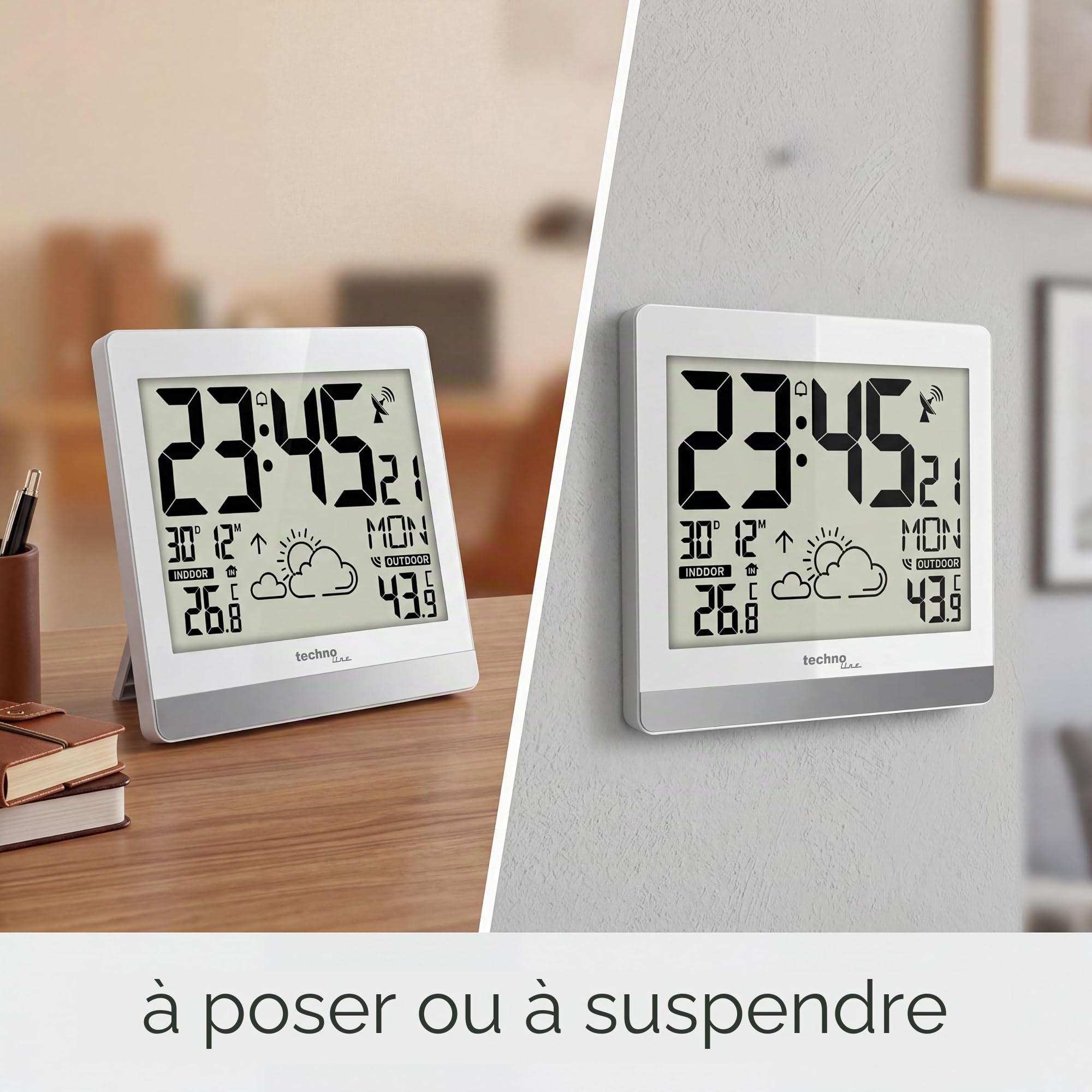 Technoline WS8119 Horloge Murale numérique sans Fil avec Affichage de la température et prévisions météorologiques