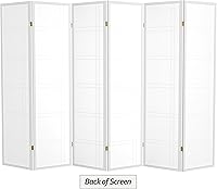 Vista 12 de Red Lantern Pantalla Shoji de doble cruz de 6 pies de alto, color blanco, 5 paneles