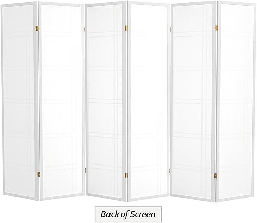 Miniatura 12 de Red Lantern Pantalla Shoji de doble cruz de 6 pies de alto, color blanco, 5 paneles Blanco,Negro