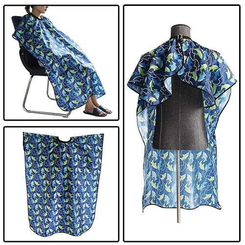 Vista 6 de Capa profesional de poliéster para barbería, para corte de pelo, delantal resistente al agua y a las manchas, antiestática, de 65 x 57 pulgadas