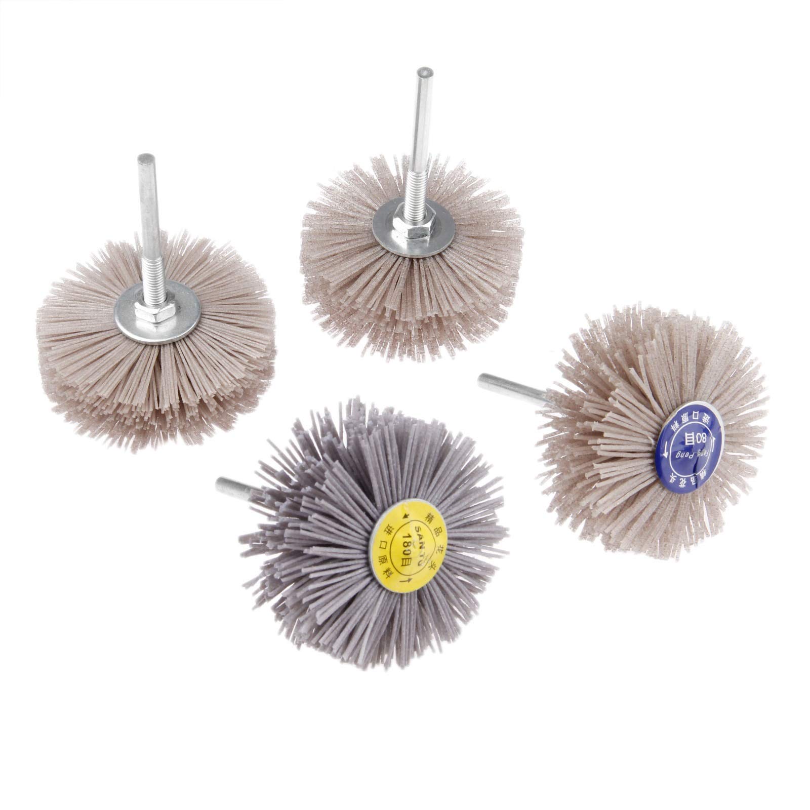 Cabezal de pulido y esmerilado 4pcs Abrasive Nylon Cepillo de rueda pulido pulido pulido Muela 80# 120# 180# 240# for accesorios de herramientas rotativas