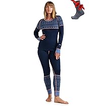 Merino.tech Completo Lana Donna Merinos – Intimo Termico Merino Maglia e Pantalone con Calzini Leggero, Medio, Pesante (Large, 250 Nordic Tale Berry)