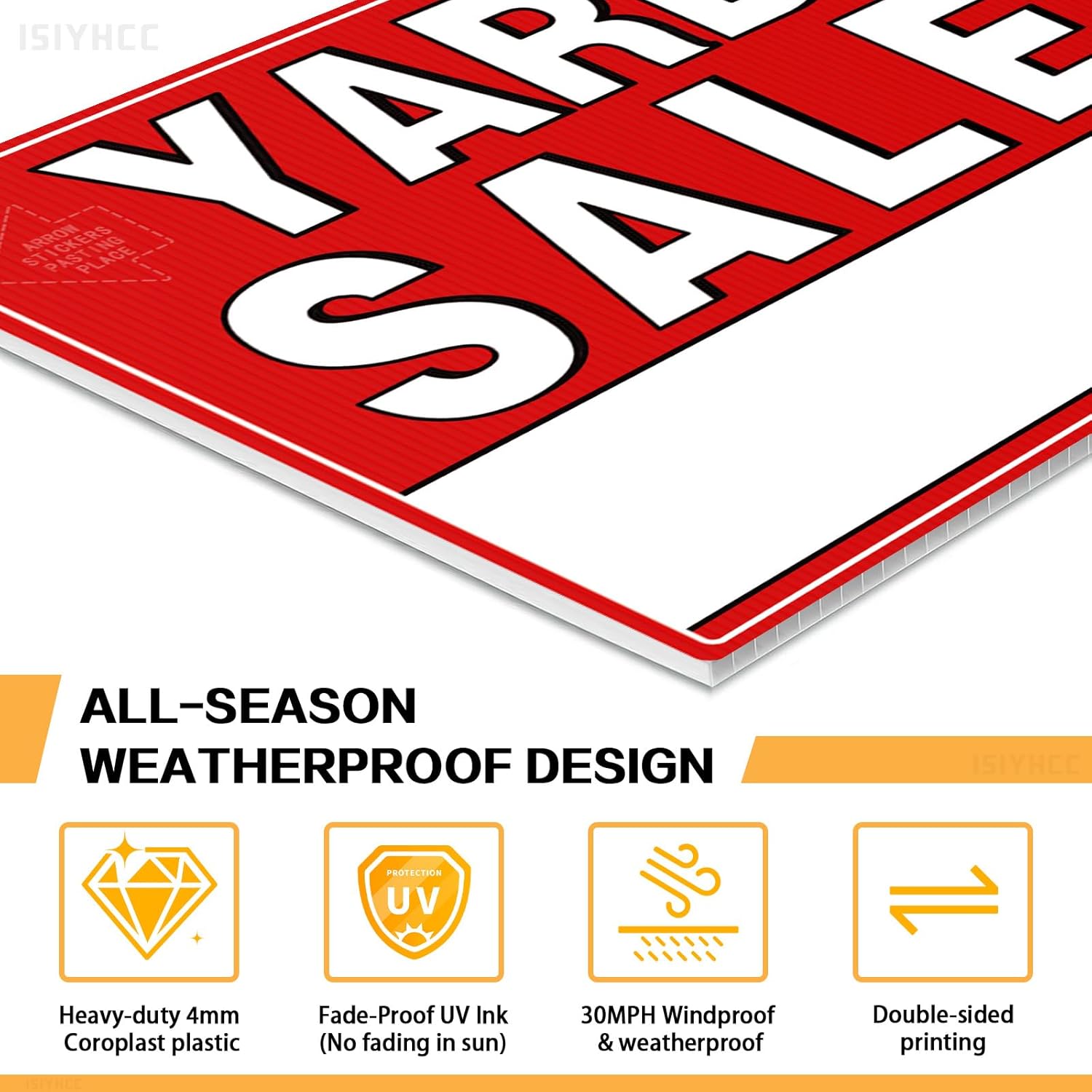 5-Pack Yard Sale Signs with Metal Stakes & 440 Price Stickers - Large 17x13" Double Sided Garage Sale Sign Kit, Complete Supplies with Weatherproof Directional Arrows