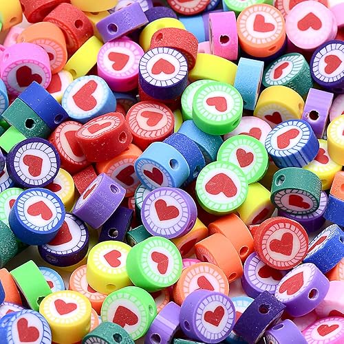 Miniatura 5 de PULABO - Cuentas de arcilla con forma de corazón, arco iris, hongo y amor, cuentas espaciadoras para hacer pulseras, collares, joyas hechas a mano,