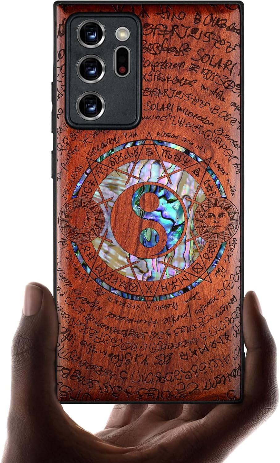 Carveit Designer Wooden Case for Samsung Galaxy Note20 Ultra Case Cover [Wood Engraving & Shell Inlay] Compatible with Wireless Chargers Galaxy Note20 Ultra (Alpine Lakes)