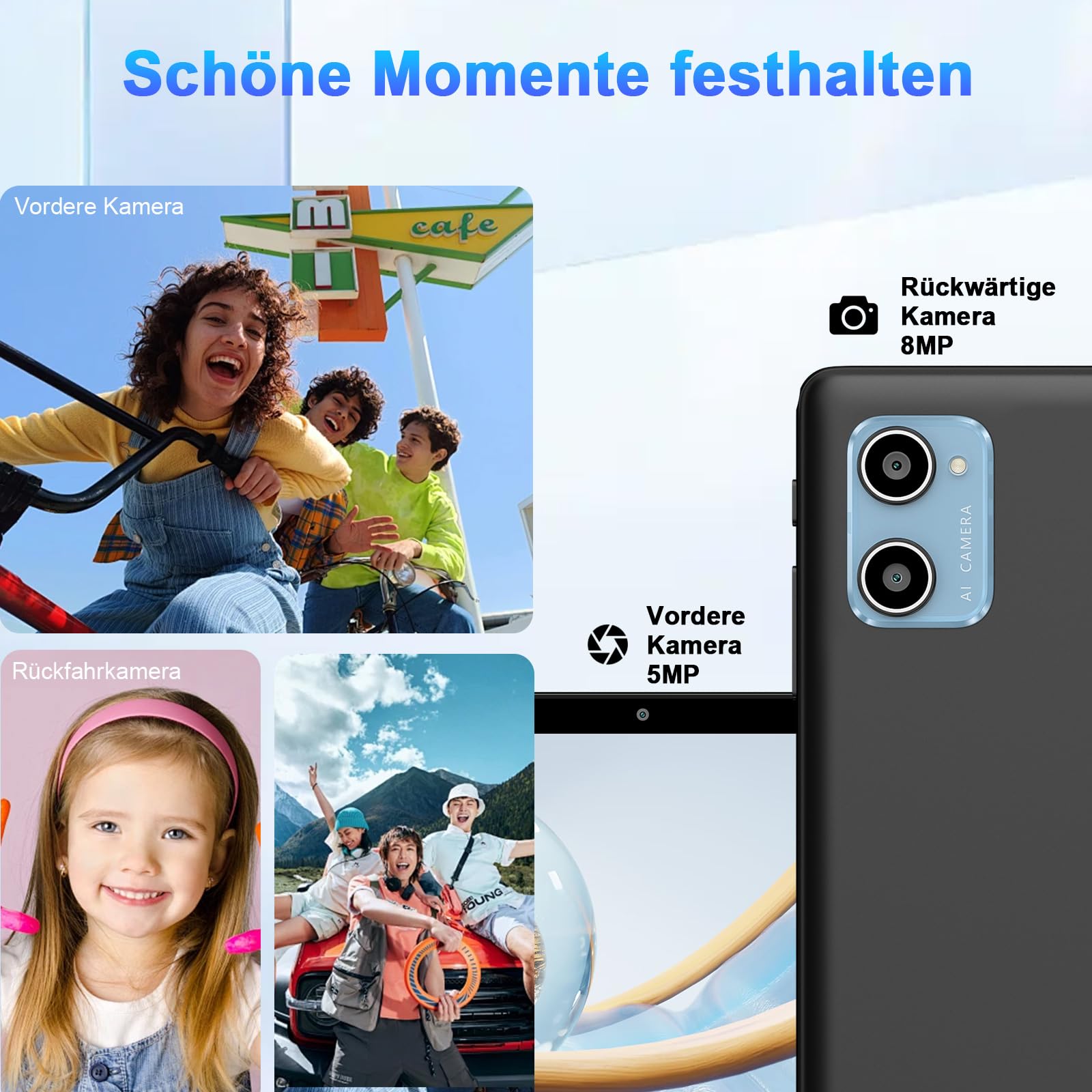 Tablets Android WiFi 6 Großer Speicher,Lernen und Unterhaltung | Gemini AI,Widevine L1,20 GB RAM + 128 GB ROM (2 TB),Octa Core,GMS,BT 5.0,mit Hülle, Tastatur und Maus-Schwarz