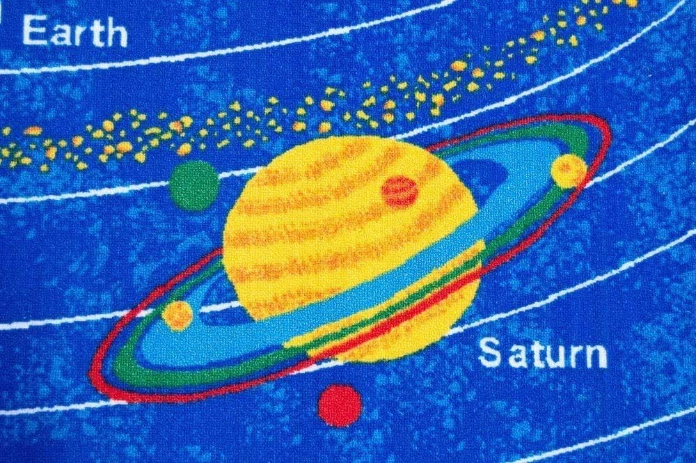 Kids/Baby Room/Daycare/Classroom/Playroom Area Rug Solar System Galaxy Children Area Playroom & Nursery Non Skid Gel Backing (8 Feet X 8 Feet Round)
