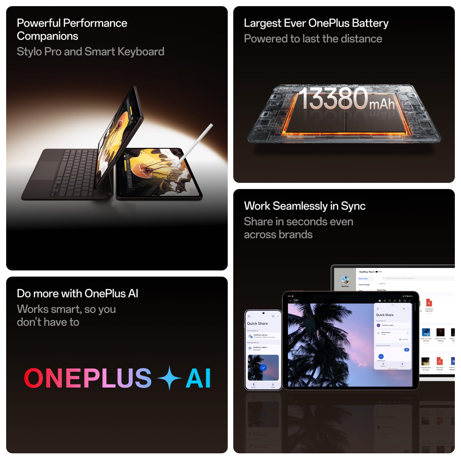 OnePlus, Pad 4, 13.2 inch (33.53 CM), LCD, 8GB RAM, 256GB ROM, WiFi, 8 Speakers, Snapdragon 8 Elite Gen 5, Dune Glow, AI Enabled — Amazon image 4