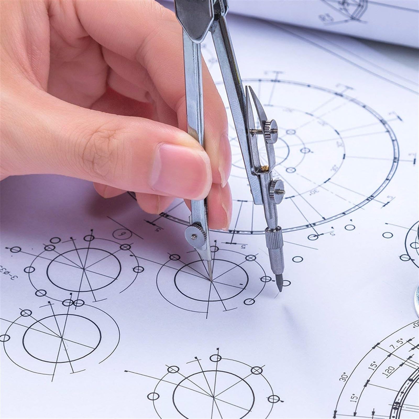 Compasso Strumento di Geometria Compasso da Disegno Compasso per Studenti in Acciaio Inox Strumento di Geometria Matematica Set di Strumenti di Geometria Circolare per Studenti Strumenti di Disegno S