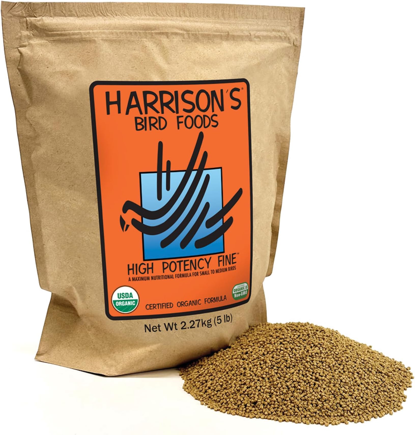 Harrisons High Potency Fine 5lb - Complete Parrot Diet, Pack of