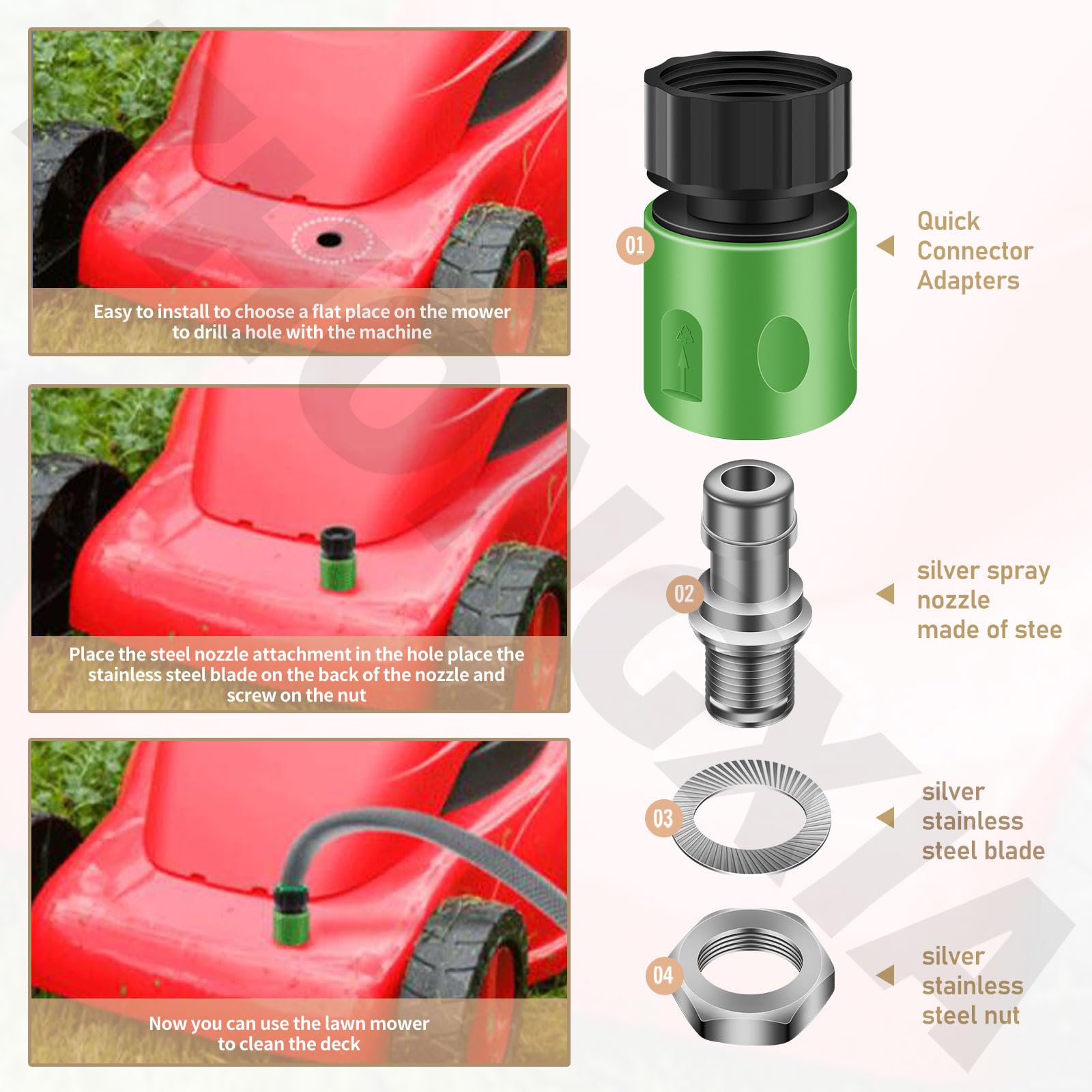 Rascador de cubierta de mantenimiento de cortacésped de acero inoxidable resistente y 1 kit de lavado de cubierta para cortacésped MTD Troy Bilt Craftsman y más, adecuado para la mayoría de