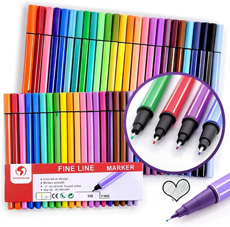 Caneta Fineliner 0.4mm 24 Cores – Canetas Coloridas Ponta Fina para Estudo, Bullet Journal, Desenho, Planner e Anotações | Kit Canetas Fine Line Coloridas