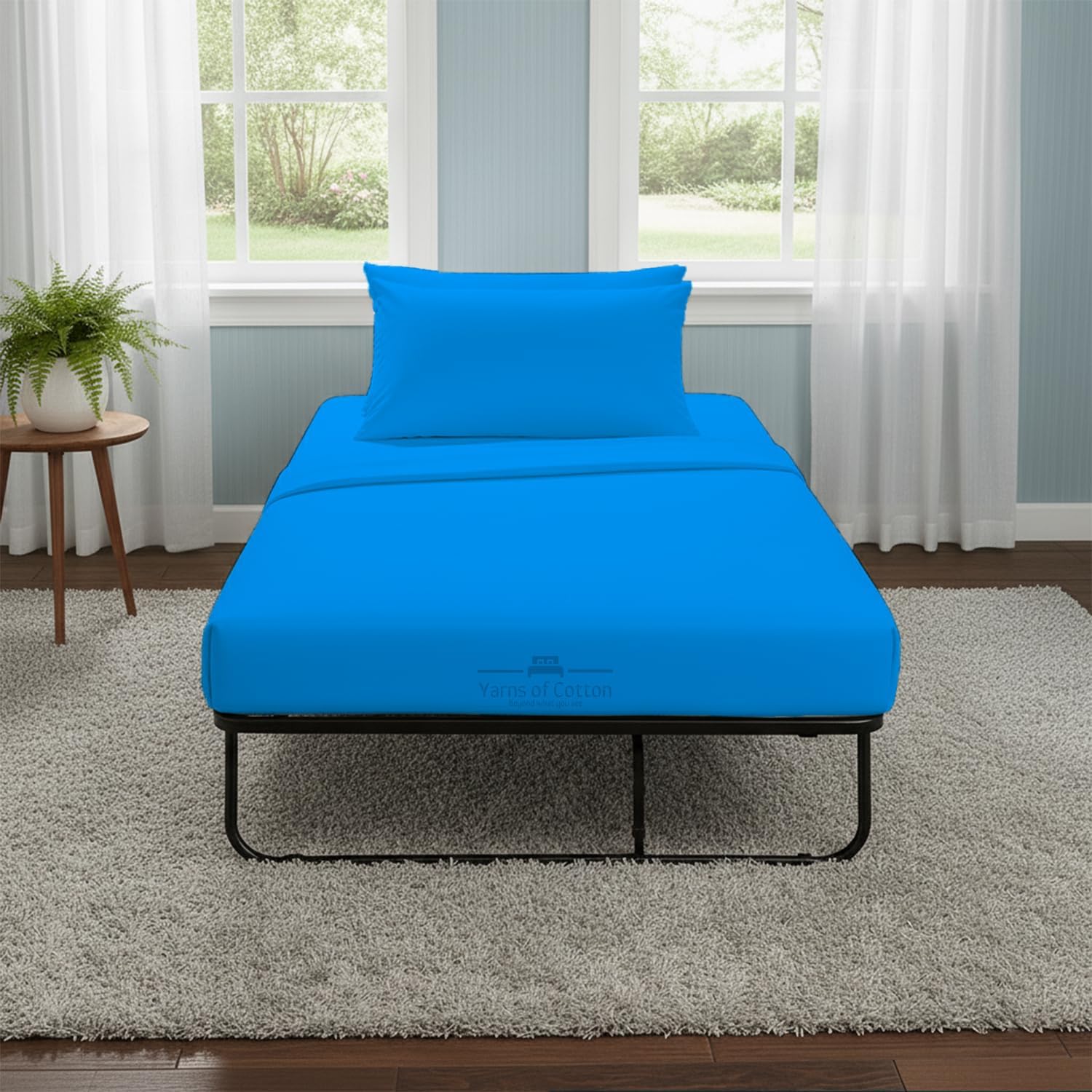 4 Piece Cot Sheets 30x80 Set, Premium Egyptian Cotton 600 Thread-Count Sheets, Perfect for Narrow Twin, Camp Bunk, Army Cots, Trifold Mattress, Camping Cot, Guest Bed Replacement, Turquoise
