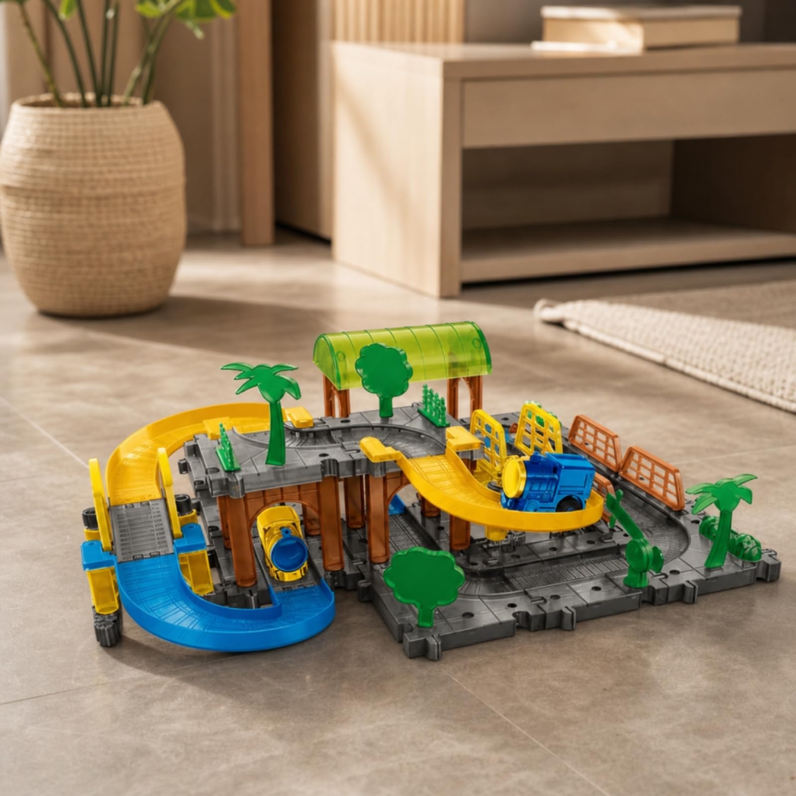 Qianly Set di Binari -da- con Treno Motorizzato Inrattivo Trenino Motorizzato con Binari Conibili Regalo per Bambini