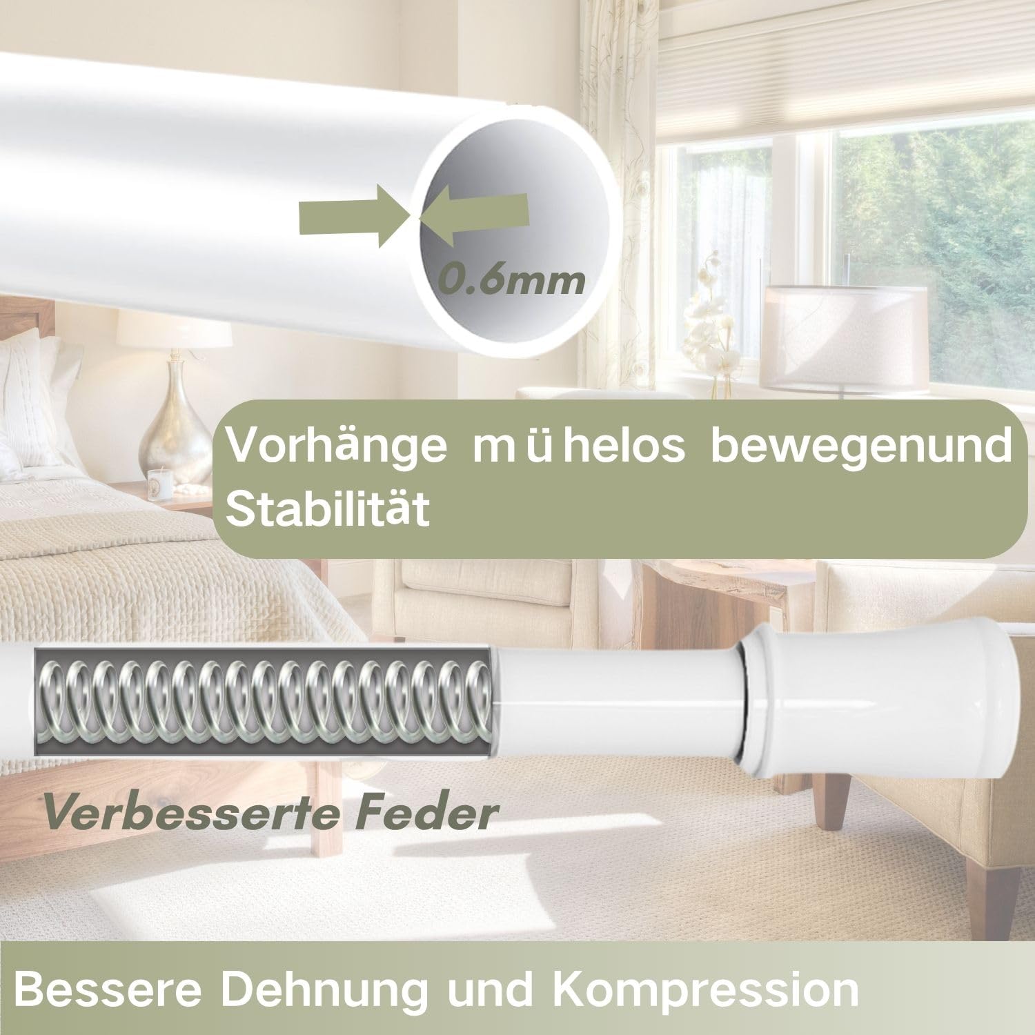 Flexible Vorhangstange ohne Bohren – Raumteiler für Mieter