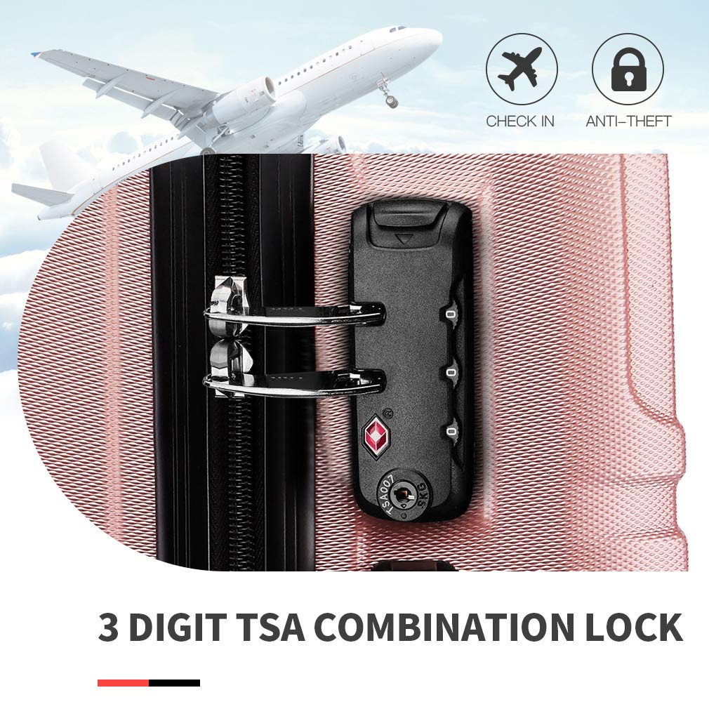 KONO Valigia Rigida e Leggero ABS Valigie con TSA Lucchetto e 4 Ruote