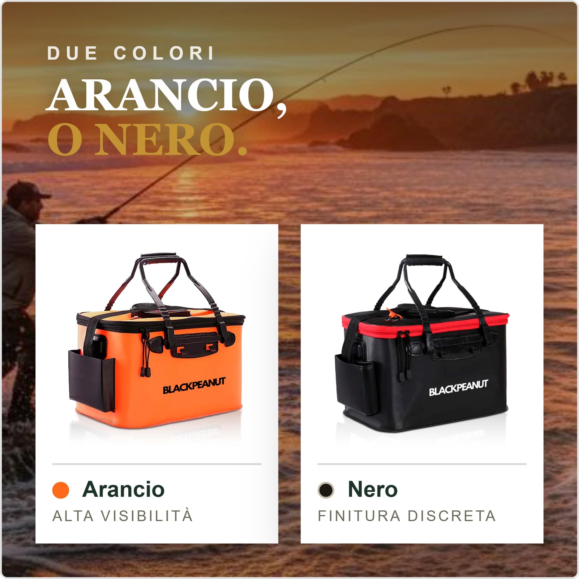 Secchio per Esca da Pesca, Diversi Formati e Colori, Articoli da Pesca Resistente, Mantieni Viva la Tua Esca più a Lungo, Secchio per Pescatori (30L, Arancione)