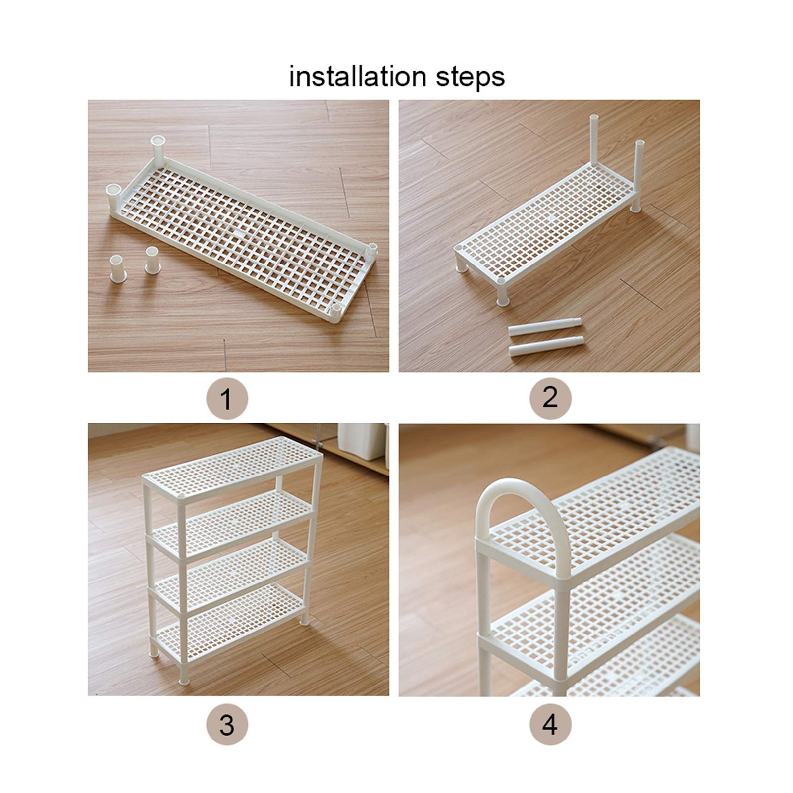 HASMI Schuhregal PP-Schuh Rack platzsparend und vielseitig Rack for Wohnzimmer Schlafzimmer Küche White Storage Stand Regal Organizer Schuhschrank (Size : A)