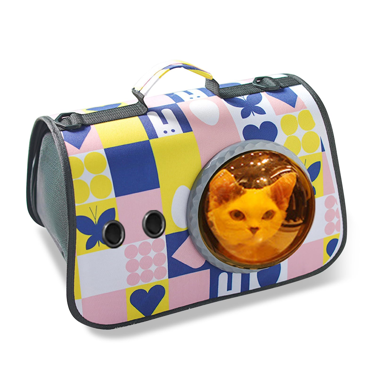 PETCUTE Transportín Gato Perro,Bolsa Transporte Portátil y Transpirable para Mascotas con Mango Cómodo,Bolsa de Transporte para Mascota Perros Gatos con Correa de Hombro Ajustable,Aerolínea Aprobada