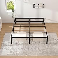 Vista 9 de Base de cama de metal, marco de cama tamaño Queen con espacio de almacenamiento, base de colchón resistente y resistente, fácil montaje, no necesita