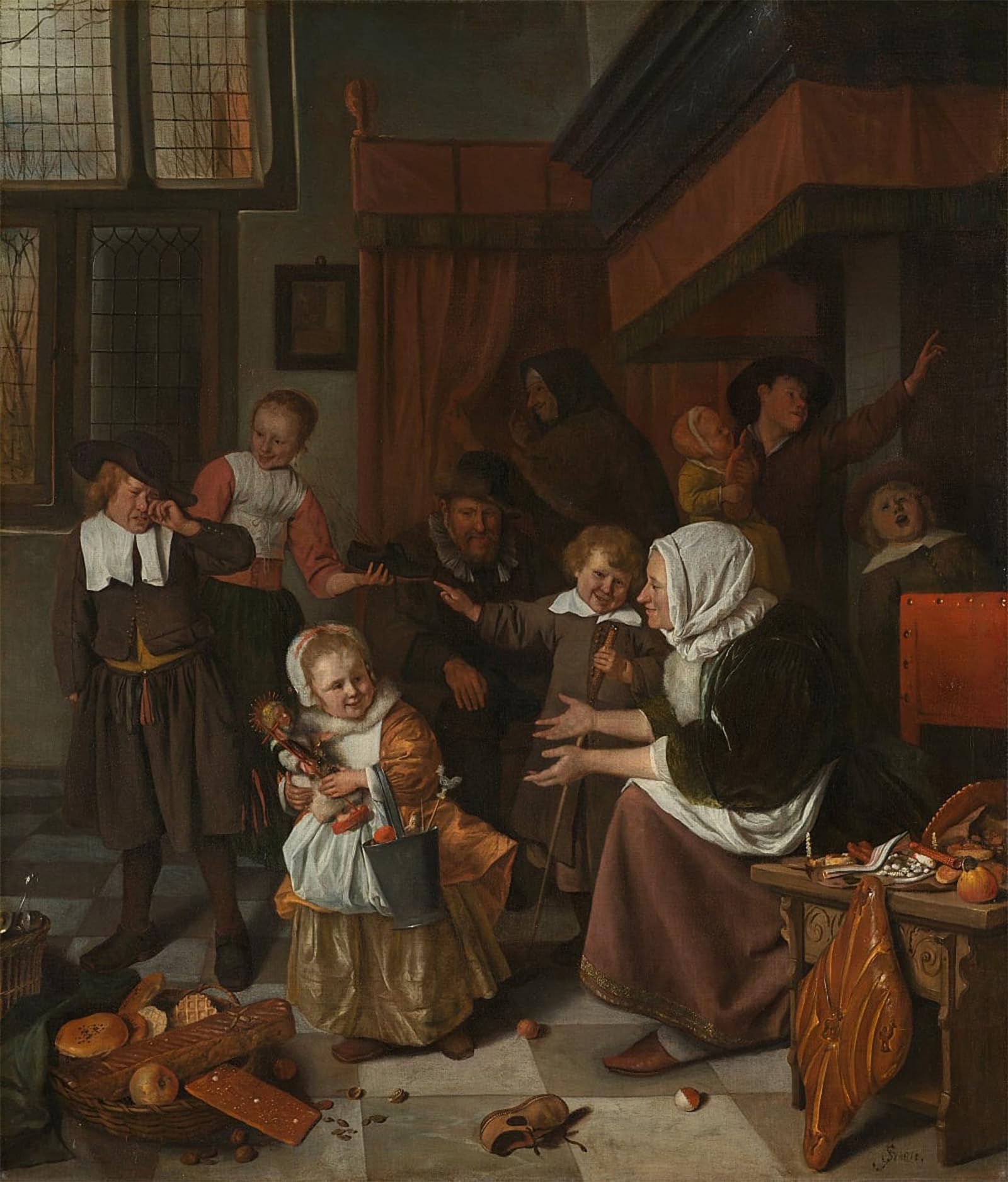 ARTXLXXBN Famous Art Print Poster Vintage Wall Art the Saint Nicolas Party by Jan Havickszoon Steen Canvas Art Poster for Home Decor 60x90cm