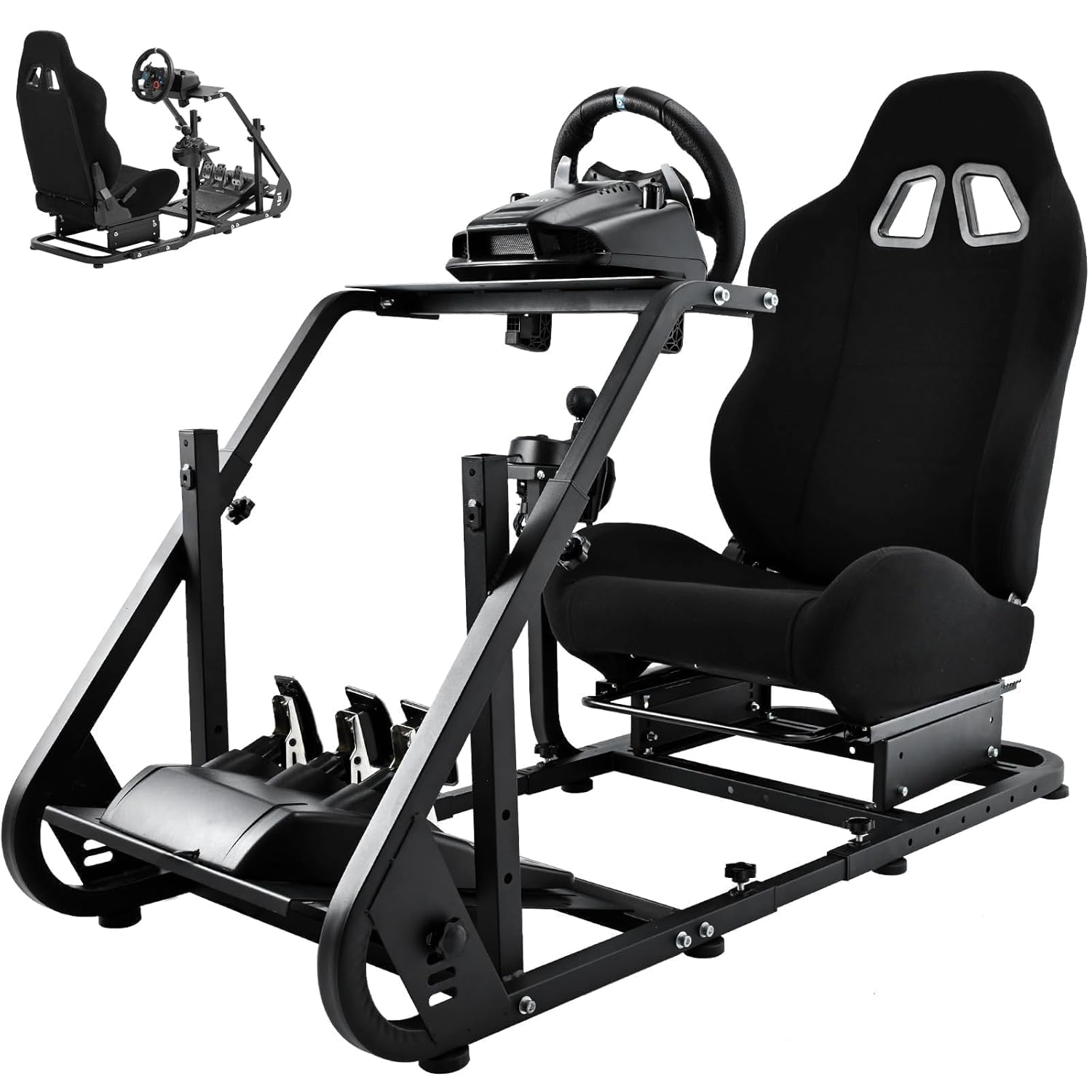 Dardoo Racing Simulator Cockpit with Seat Fit for Logitech G25 G27 G923, for Thrustmaster T150, for Fanatec, Steering Wheel Cockpit, Not Include Wheel, Pedal and Shifter