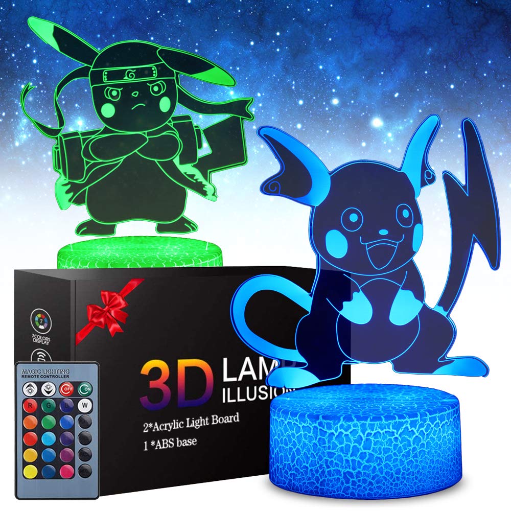 Pikachu 3D Anime Lamp - Pikachu Toys LED Night Light for Kids Room Decor, 16 Color Change with Remote Timer, Creative Lighting for Perfect Souvenir Gifts for Christmas and Birthday Gifts