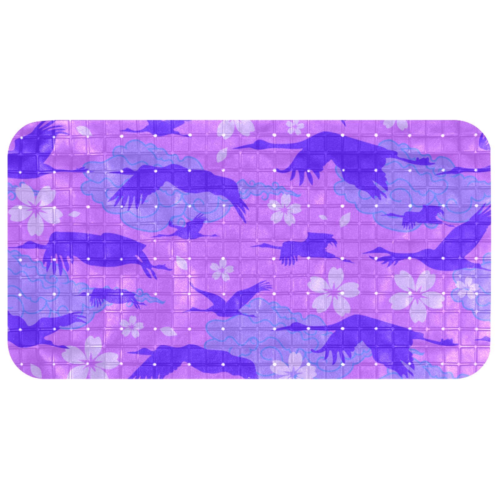 Tapis de bain en PVC nuages et sakura Bennigiry 37x68 cm