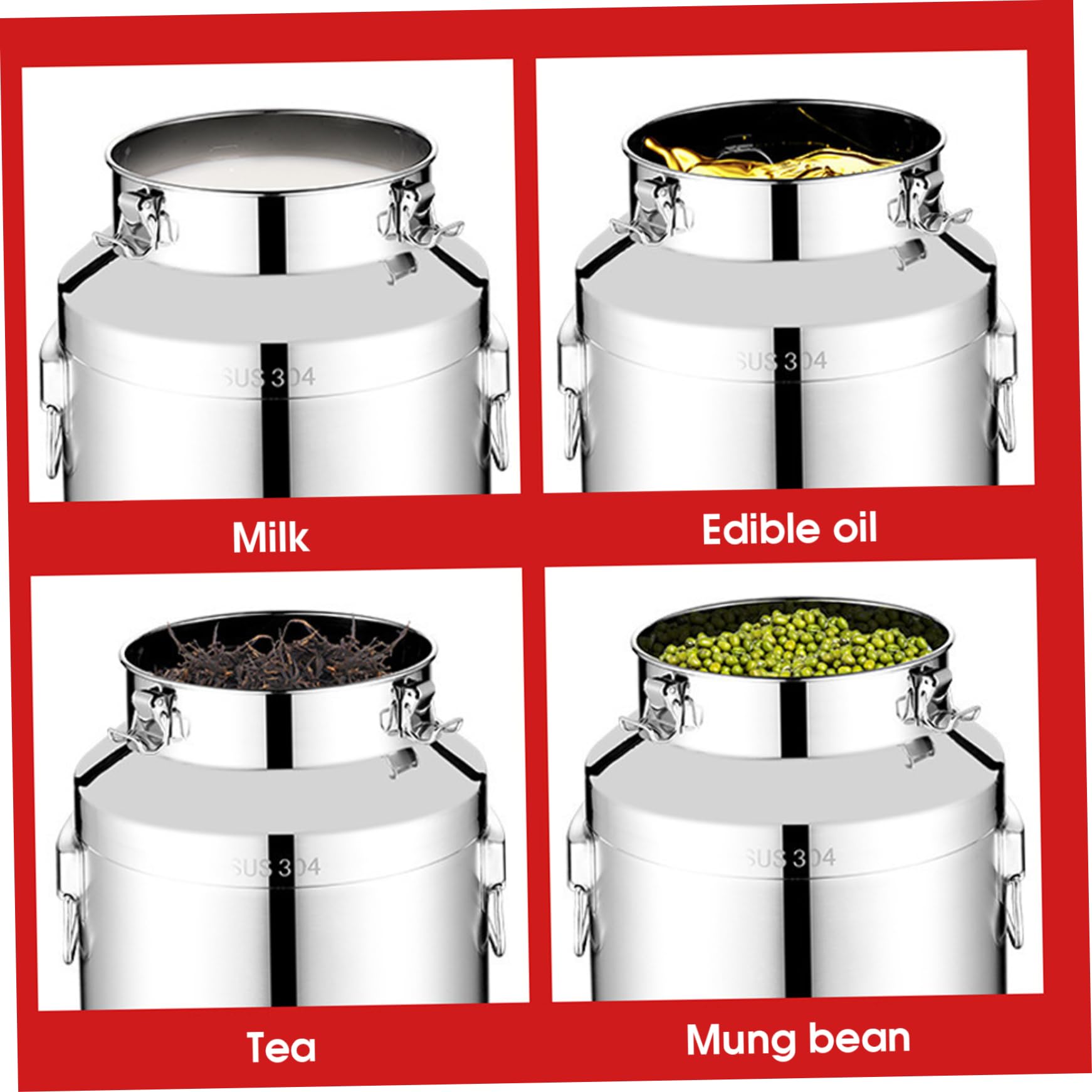 Milchdose 5L Edelstahl Wasserspender Hochleistungshonigschaufel mit Ausstrich, Verriegelungsdeckel und Griff für Wein, Speiseöl, Milch, Körner