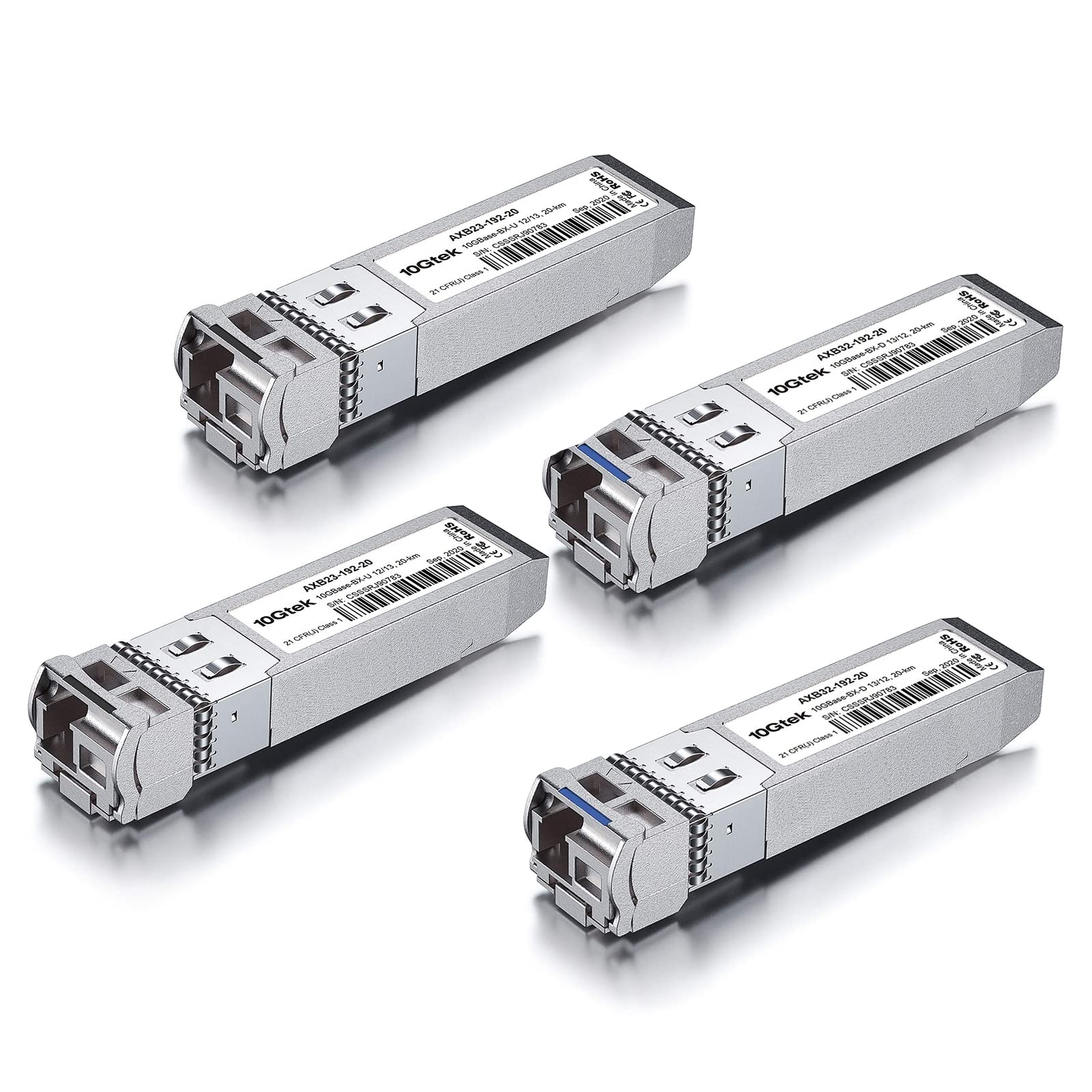 10Gtek 2-Pair of 10G SFP+ Bidi Transceiver, LC Single-Mode Single Fiber Module, 10GBASE-BIDI 1270nm/1330nm for Cisco SFP-10G-BX20D-I/SFP-10G-BX20U-I,