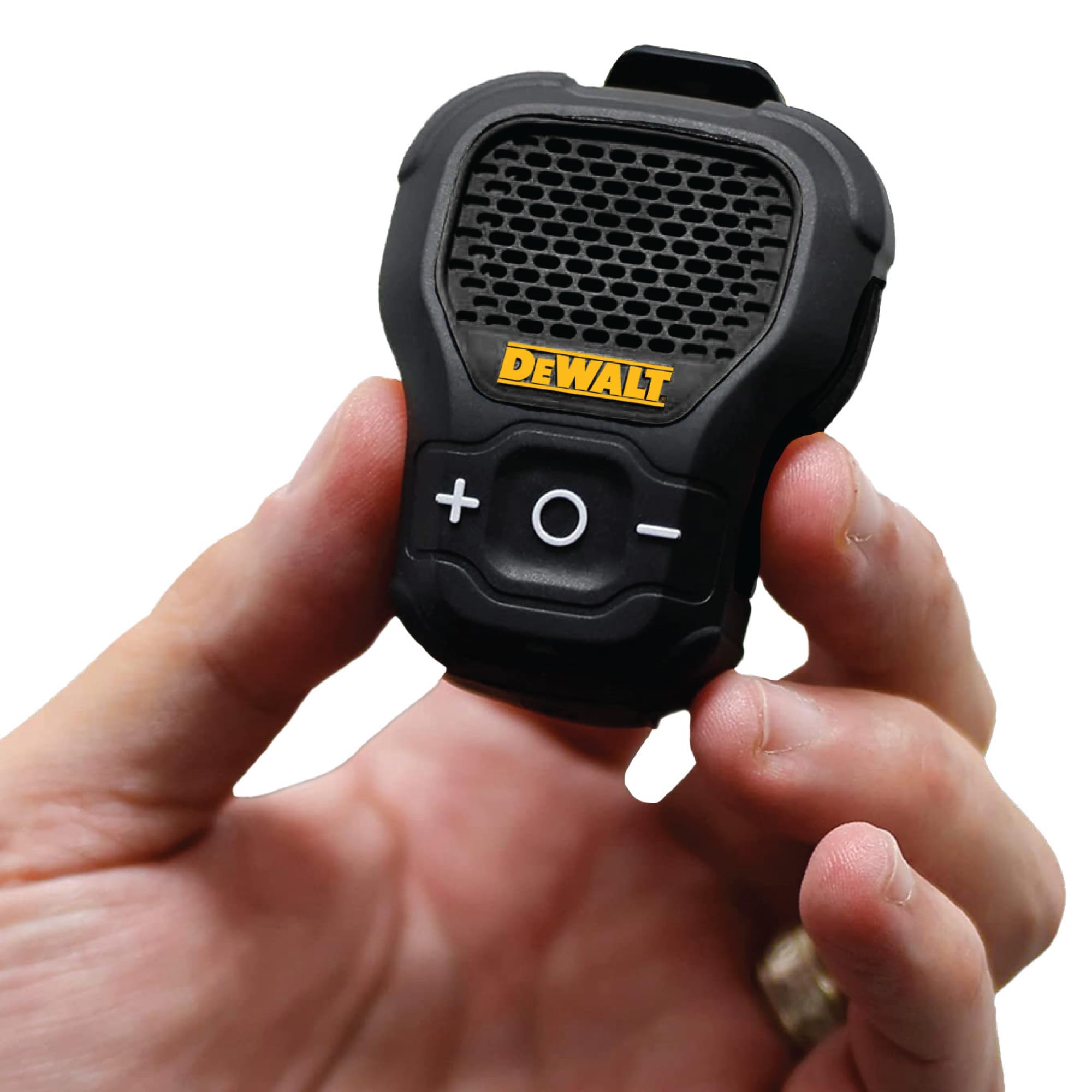 DEWALT Altavoz Bluetooth portátil Negro, Emparejamiento Estéreo Inalámbrico, Resistente al Agua, magnético, con Clip, micrófono Incorporado, 10 Horas Reproducción, música/Llamadas Manos Libres