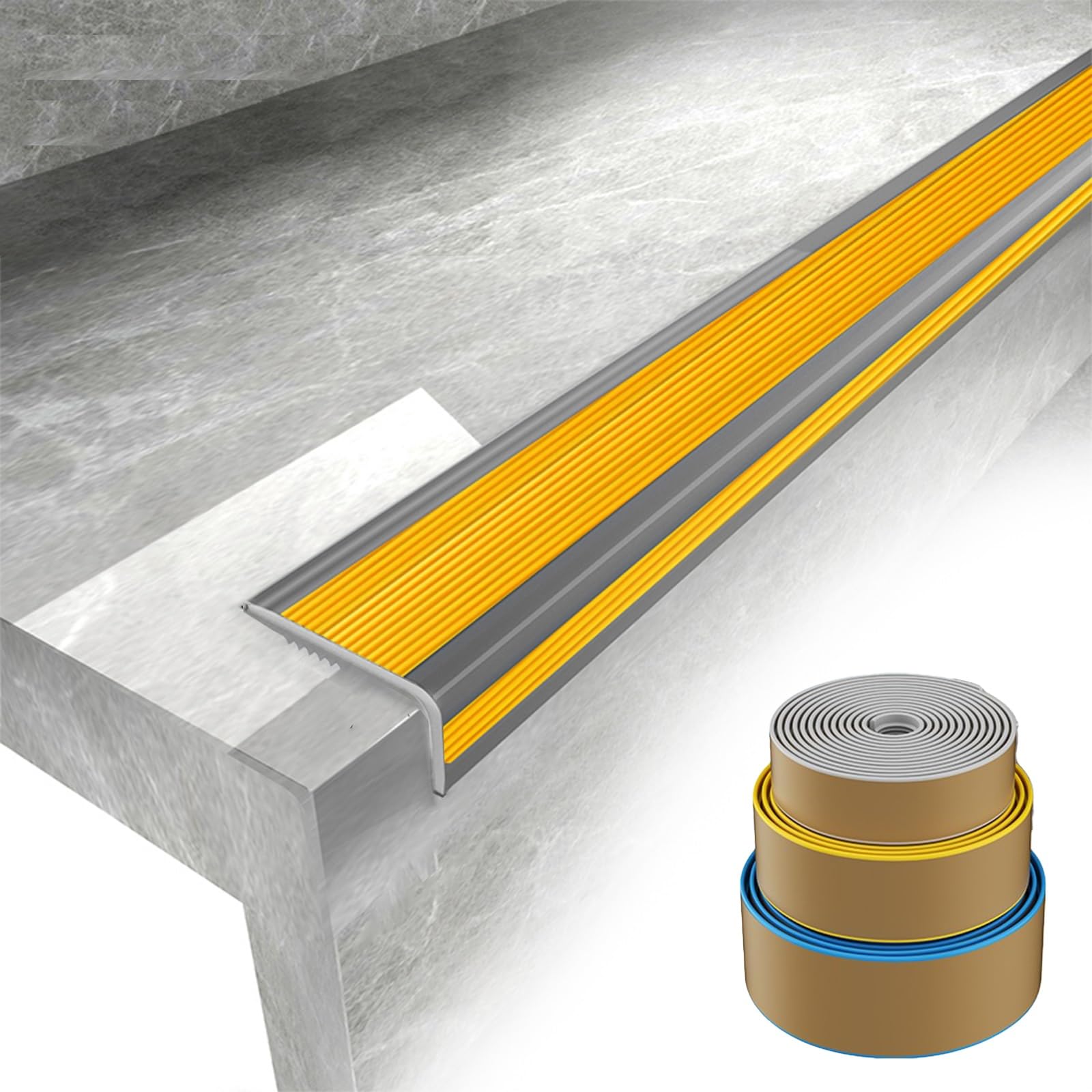 Cantoneras Adhesivas Salva Escalones, Zócalo Escaleras Con Tiras Protectoras Antideslizantes Para Escaleras,Autoadhesivas Tiras Antideslizantes Para Peldaños En Forma De L,Para BañO