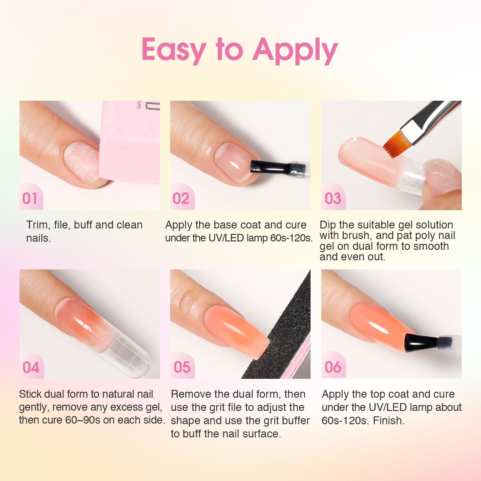 ROSALIND Acrygel Kit Complet, Gel pour Extension d’Ongle 16 Couleurs 10 ml Avec Lampe UV, Base & Top Coat et Outils de Manucure, Gel Construction Ongle UV Set de démarrage pour DIY Nail Art