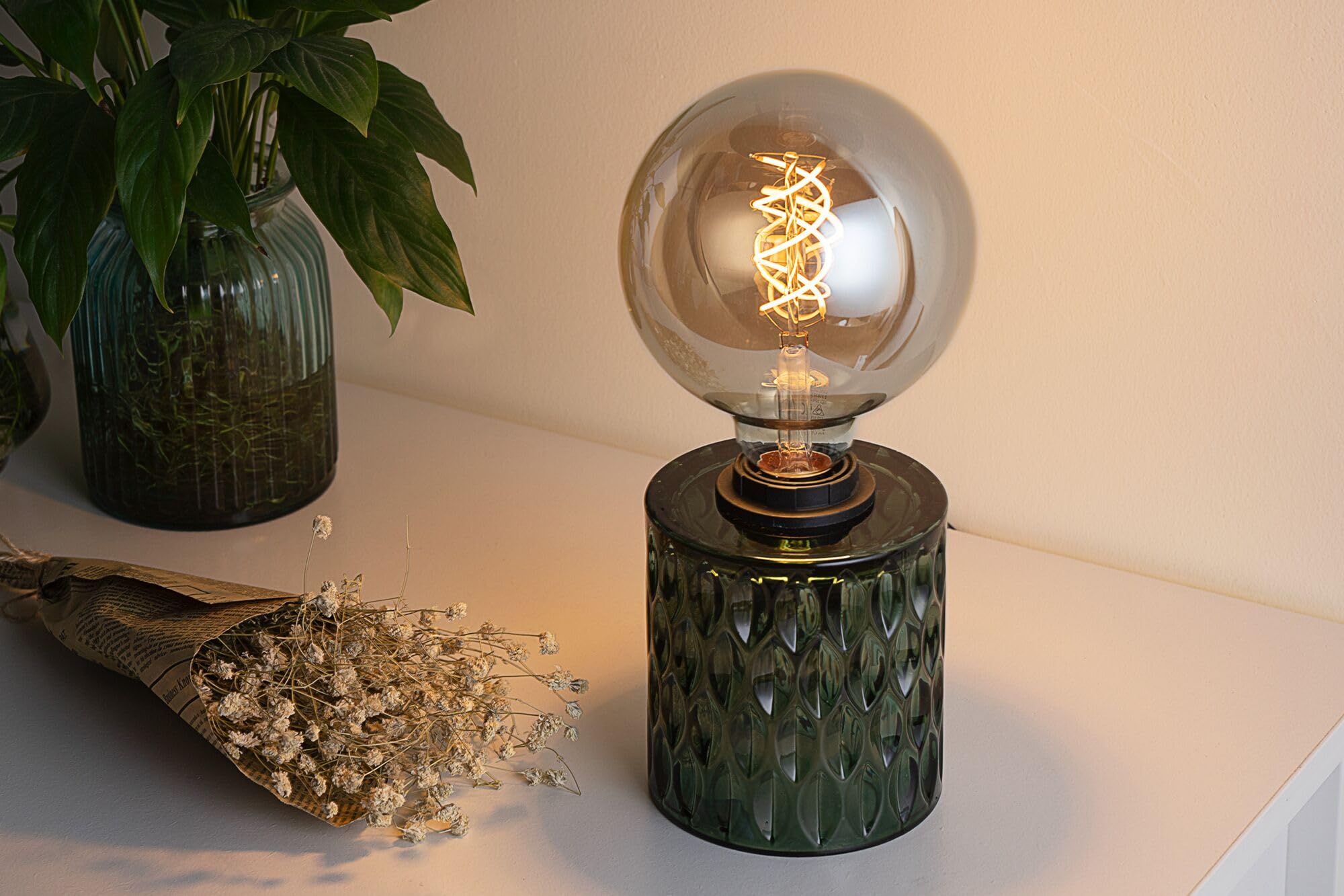 Pauleen 48023 Tavolo Crystal Magic Max. 20W E27 Lampada da Comodino Verde 230V Vetro Senza Lampadina
