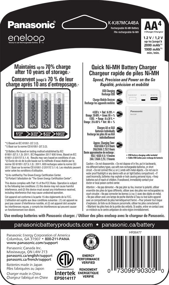 Panasonic eneloop Battery Charger Bundle with Rechargeable Batteries (8 Pack)