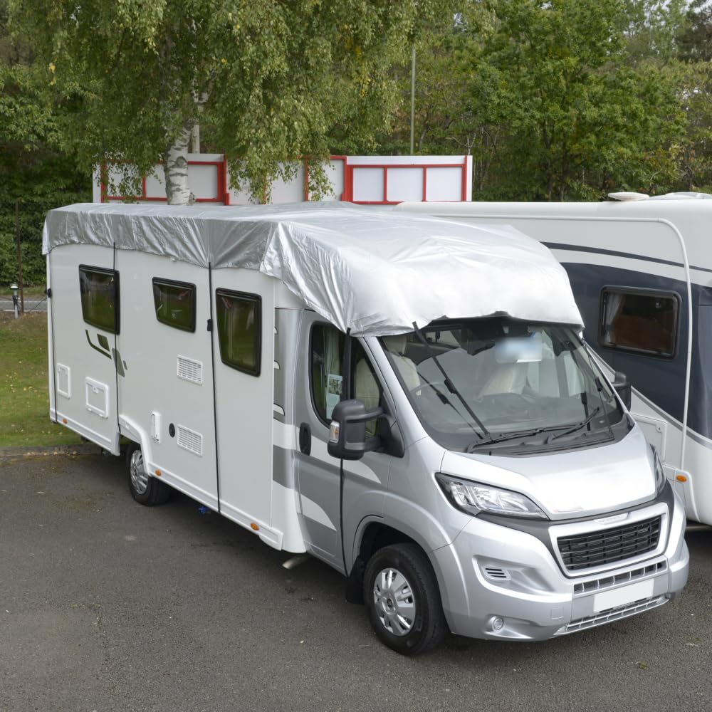 Cubierta de techo para autocaravana, impermeable, resistente, color plateado, de 5,7 m a 6 m