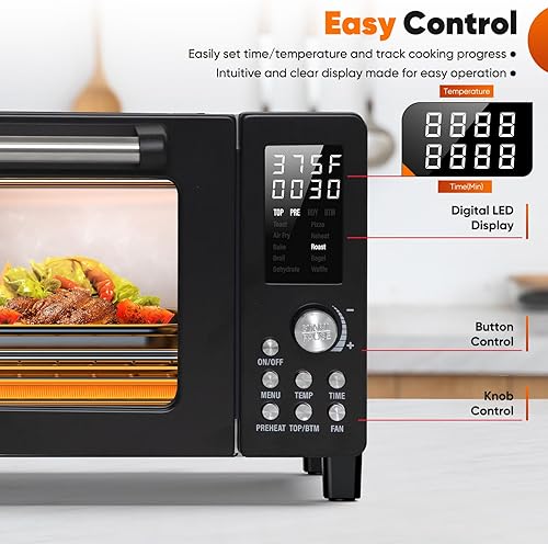 Miniatura 5 de Nuwave Bravo Pro - Combo de horno tostador y freidora de aire de convección, nuevo y mejorado 2025, 10 en 1, controles de temperatura de 50  a 450