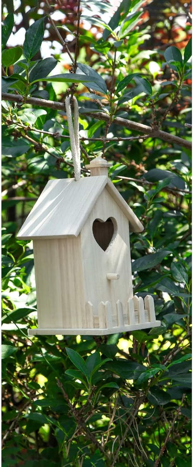 Make Market 8" Wooden Assorted Birdhouse - Unfinished Birdhouse Made of 100% Wood, Outdoor Nesting Boxes - Bulk 6 Pack