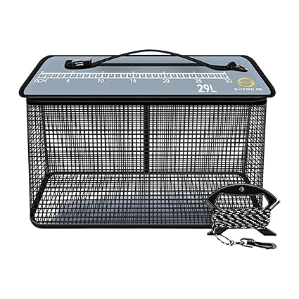 CALANDIS Fish Cage Fishing Bucket Portable Fishing Supplies Top Zipper Fishing Basket 29L | Nets | Fishing Equipment | Fishing