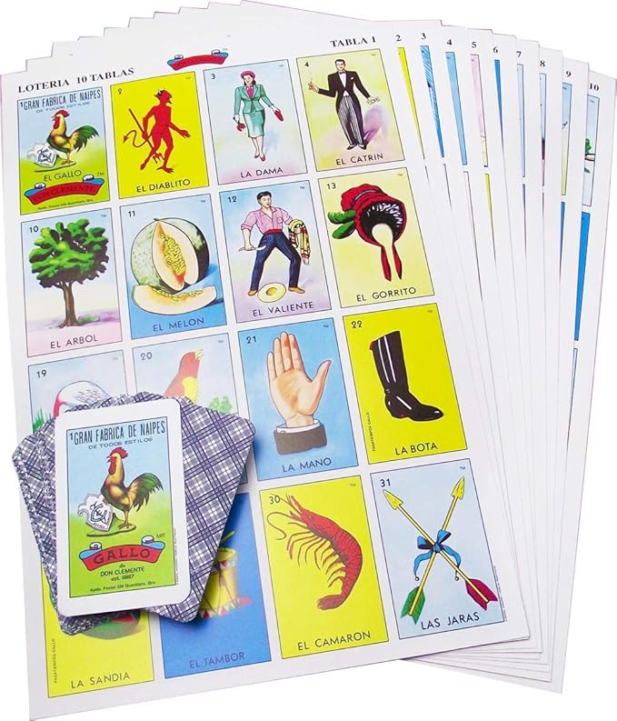 Lotería mexicana tradicional 54 tablas baraja completa juego 15 septiembre fiesta familia