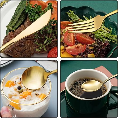 Miniatura 6 de Zalaxt Juego de cubiertos de 24 piezas, juego de cubiertos para 6, cuchara tenedor y cuchillo, juego de vajilla para el hogar para 6, juego de