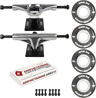 Skateboard Trucks Package Kit with Bigfoot 53mm Soft 83A Wheels, Amp 5 Bearings, 1" Phillips Mounting Hardware, and 1/8" Risers