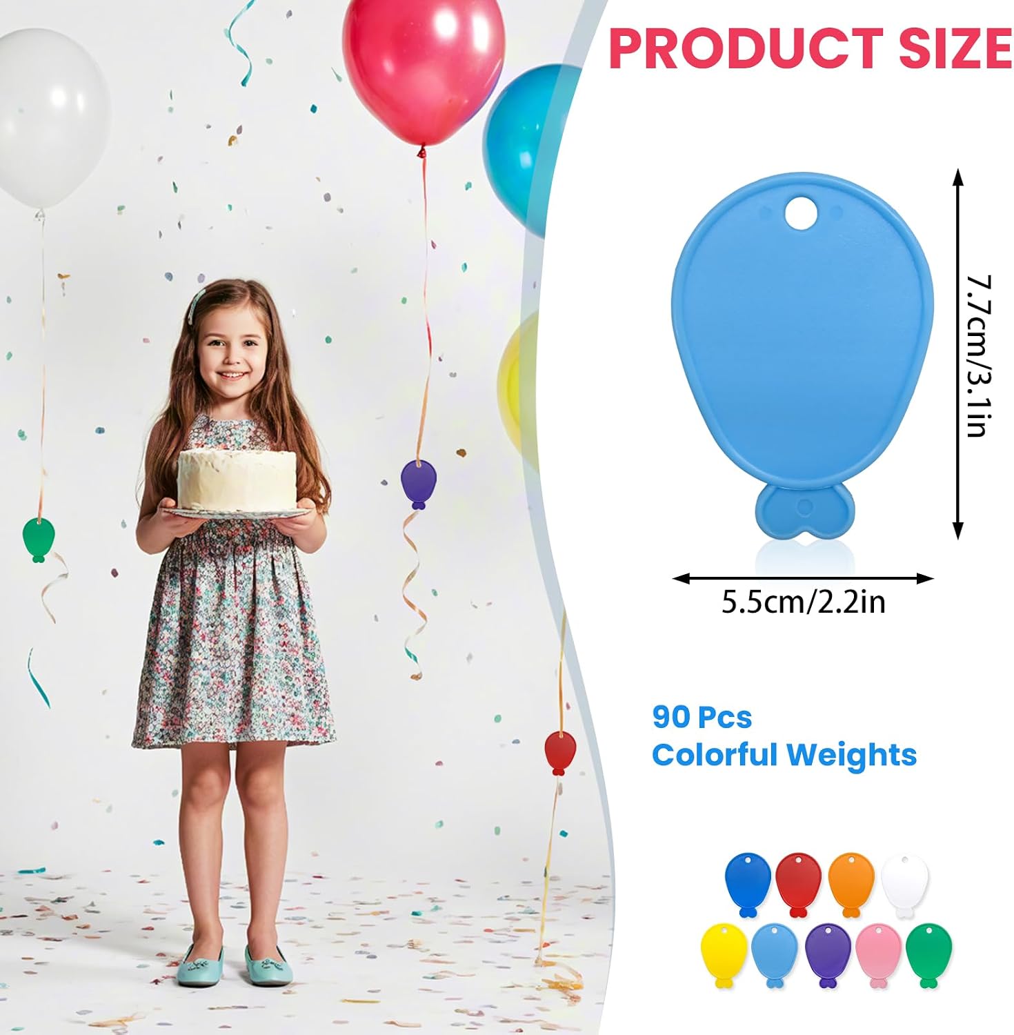 90 Pcs Plastic Balloon Weights Colorful Balloons Weights Balloon Shaped for Birthday Christmas Celebration Wedding Party Decoration