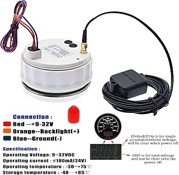 Geloo 85MM GPS Speedometer Gauge Boat MPH Speedometer Waterproof 0-80MPH 0-120KM/H Marine Speedometer Odometer LCD Indicators with 7 Backlight fit Car Truck Motorcycle Speedometer GPS Gauge Auto 9-32V