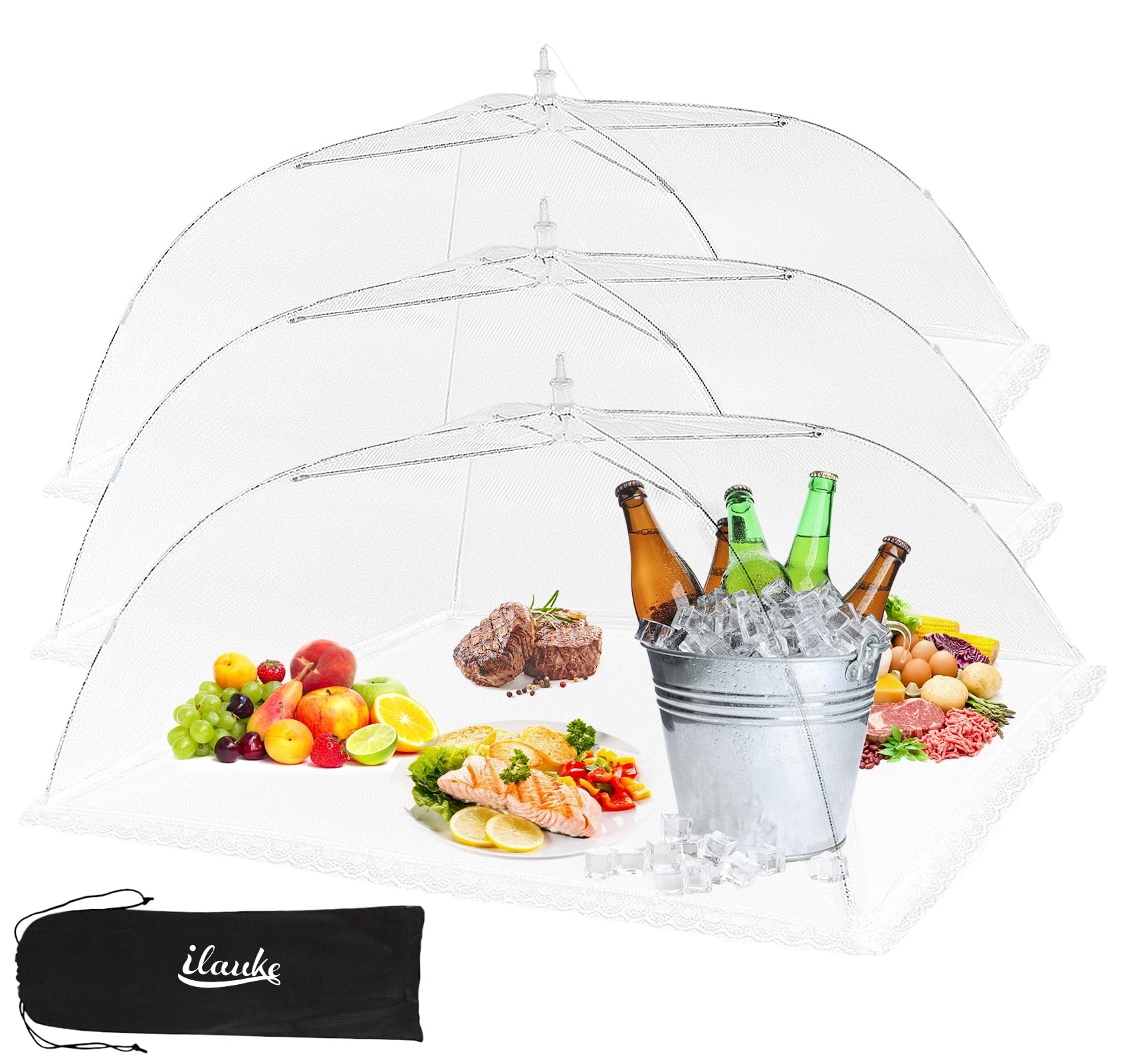 Cloche alimentaire anti insectes ilauke grand format lavable pour buffet et fruits