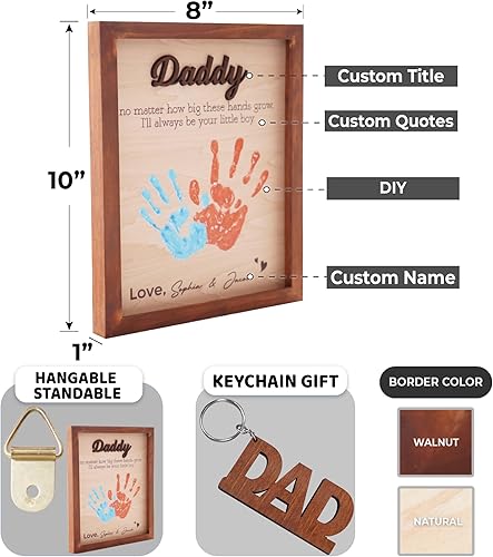 Miniatura 2 de Mejor papá de todos, señal de manos insuperable con marco para huellas de manos y pintura, regalo DIY para el día del padre, personalizado grabado
