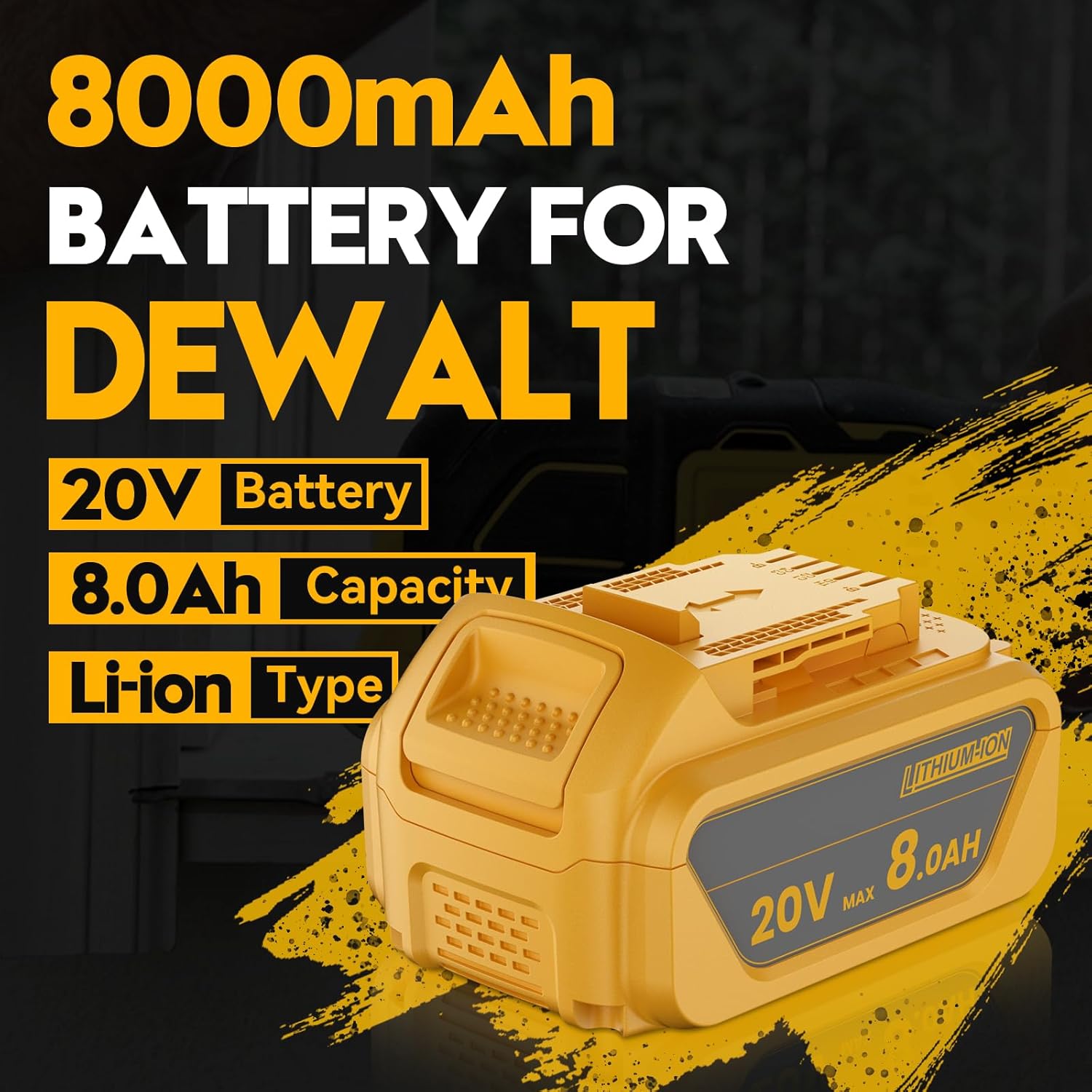 Bonadget 2Pack 8.0Ah Replacement for Dewalt 20V MAX Battery and DCB102 Charger Combo Compatible with Dewalt 20V MAX Battery Charger Kit DCB206 DCB207 DCB200 DCB201 DCB203 Lithium Power Tools