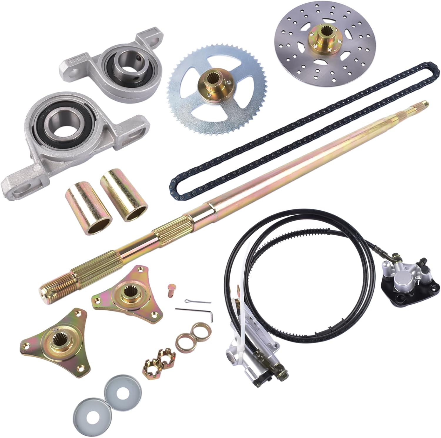 Rear Live Axle Kit Sprocket & Hub Brake Assembly Chain,Hub Replacement for Drift Trike Go Kart